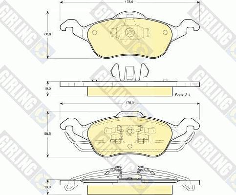 Girling 6113582 - Kit de plaquettes de frein, frein à disque cwaw.fr