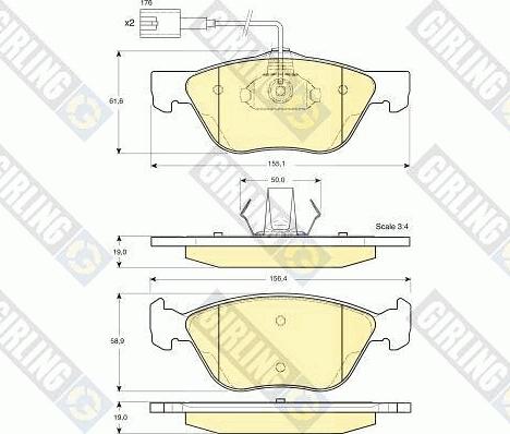 Girling 6113622 - Kit de plaquettes de frein, frein à disque cwaw.fr