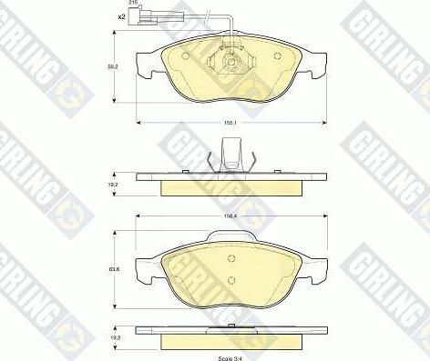 Girling 6113372 - Kit de plaquettes de frein, frein à disque cwaw.fr