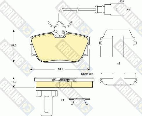 Girling 6113261 - Kit de plaquettes de frein, frein à disque cwaw.fr