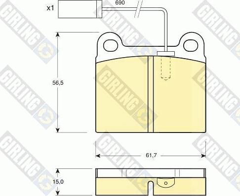 Girling 6112522 - Kit de plaquettes de frein, frein à disque cwaw.fr