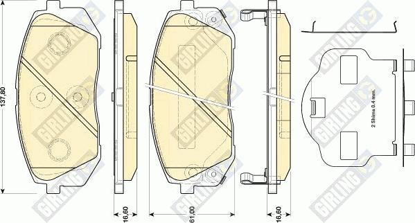 Girling 6134619 - Kit de plaquettes de frein, frein à disque cwaw.fr