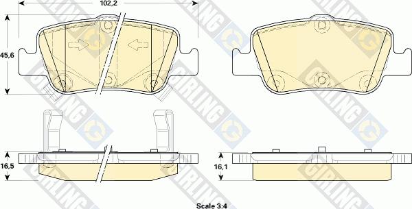 Girling 6134804 - Kit de plaquettes de frein, frein à disque cwaw.fr