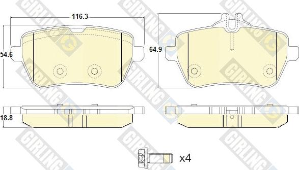 Girling 6120141 - Kit de plaquettes de frein, frein à disque cwaw.fr