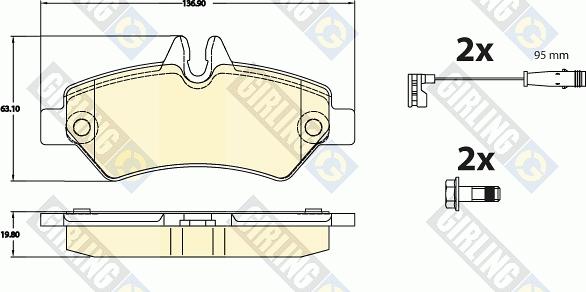 Girling 6120764 - Kit de plaquettes de frein, frein à disque cwaw.fr