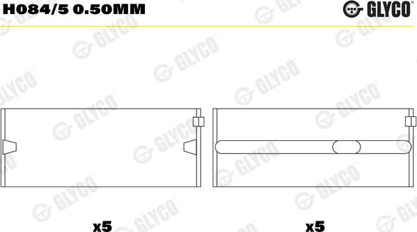 Glyco H084/5 0.50mm - Coussinet de vilebrequin cwaw.fr