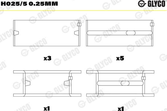 Glyco H025/5 0.25mm - Coussinet de vilebrequin cwaw.fr