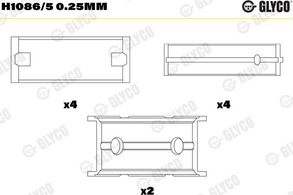 Glyco H1086/5 0.25mm - Coussinet de vilebrequin cwaw.fr