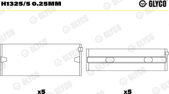 Glyco H1325/5 0.25mm - Coussinet de vilebrequin cwaw.fr