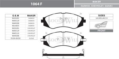 GoodWill 1064 F - Kit de plaquettes de frein, frein à disque cwaw.fr