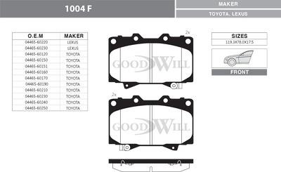 GoodWill 1004 F - Kit de plaquettes de frein, frein à disque cwaw.fr