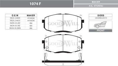 GoodWill 1074 F - Kit de plaquettes de frein, frein à disque cwaw.fr