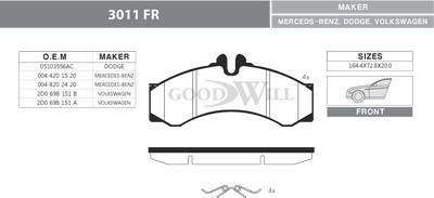 GoodWill 3011 FR - Kit de plaquettes de frein, frein à disque cwaw.fr