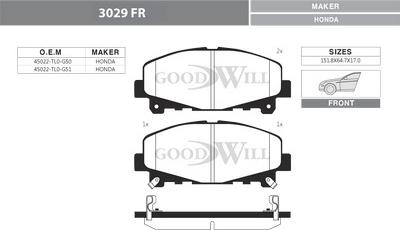 GoodWill 3029 FR - Kit de plaquettes de frein, frein à disque cwaw.fr