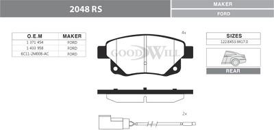 GoodWill 2048 RS - Kit de plaquettes de frein, frein à disque cwaw.fr