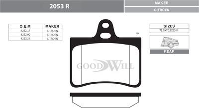 GoodWill 2053 R - Kit de plaquettes de frein, frein à disque cwaw.fr