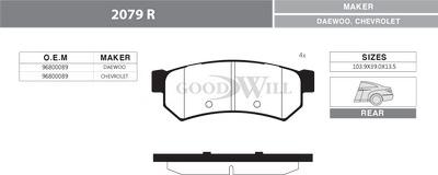 GoodWill 2079 R - Kit de plaquettes de frein, frein à disque cwaw.fr