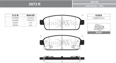 GoodWill 2072 R - Kit de plaquettes de frein, frein à disque cwaw.fr