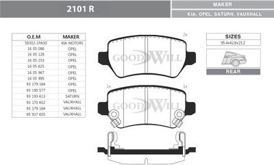 GoodWill 2101 R - Kit de plaquettes de frein, frein à disque cwaw.fr