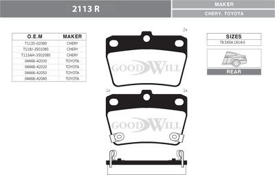 GoodWill 2113 R - Kit de plaquettes de frein, frein à disque cwaw.fr