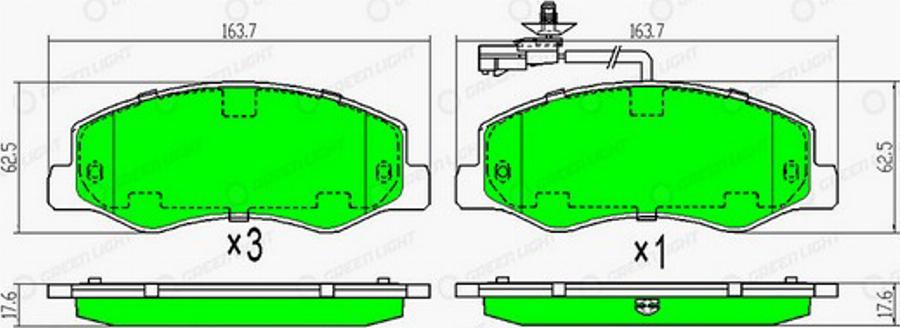 Green Light GLBP0434 - Kit de plaquettes de frein, frein à disque cwaw.fr