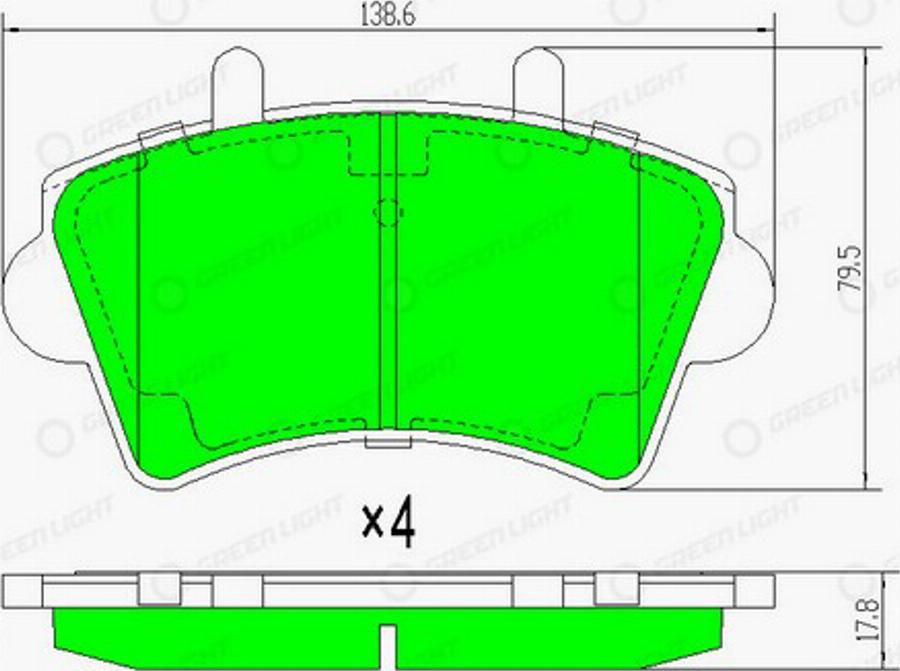 Green Light GLBP0063 - Kit de plaquettes de frein, frein à disque cwaw.fr