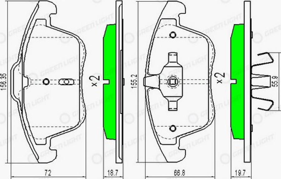 Green Light GLBP0067 - Kit de plaquettes de frein, frein à disque cwaw.fr