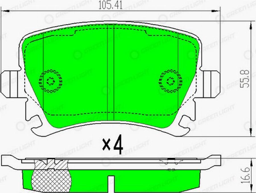 Green Light GLBP0004 - Kit de plaquettes de frein, frein à disque cwaw.fr