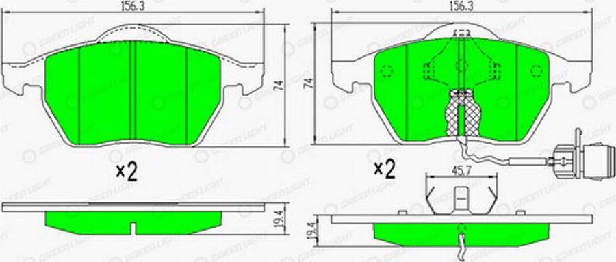 Green Light GLBP0006 - Kit de plaquettes de frein, frein à disque cwaw.fr