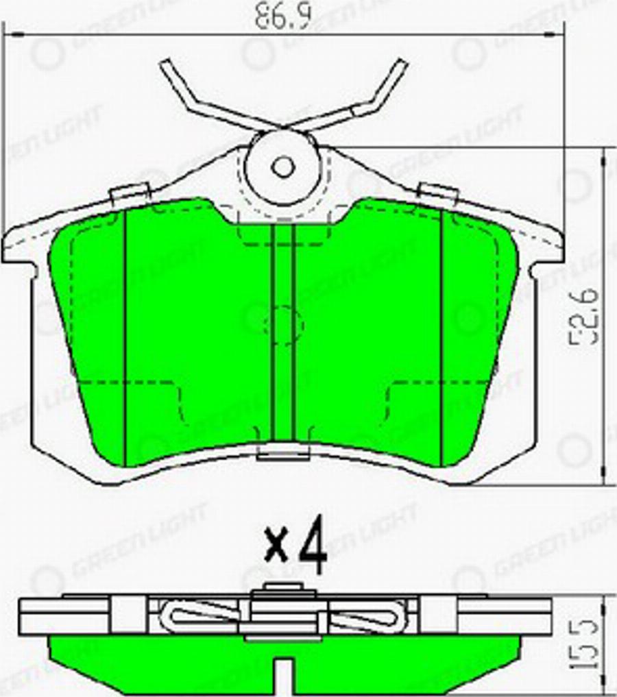 Green Light GLBP0001 - Kit de plaquettes de frein, frein à disque cwaw.fr