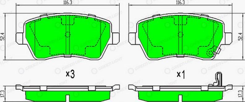 Green Light GLBP0008 - Kit de plaquettes de frein, frein à disque cwaw.fr