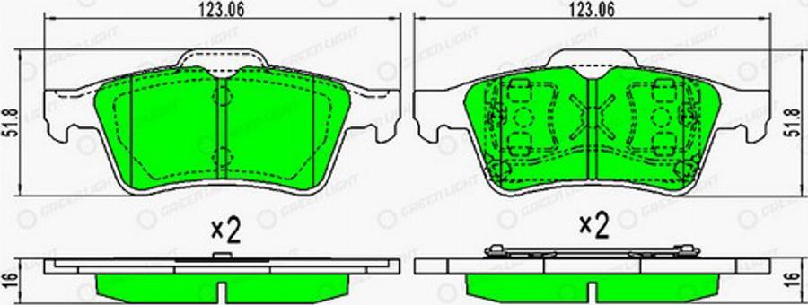 Green Light GLBP0015 - Kit de plaquettes de frein, frein à disque cwaw.fr