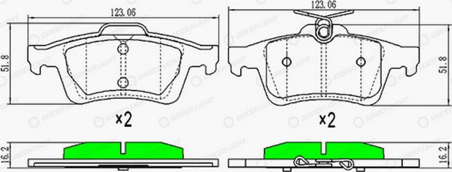 Green Light GLBP0010 - Kit de plaquettes de frein, frein à disque cwaw.fr