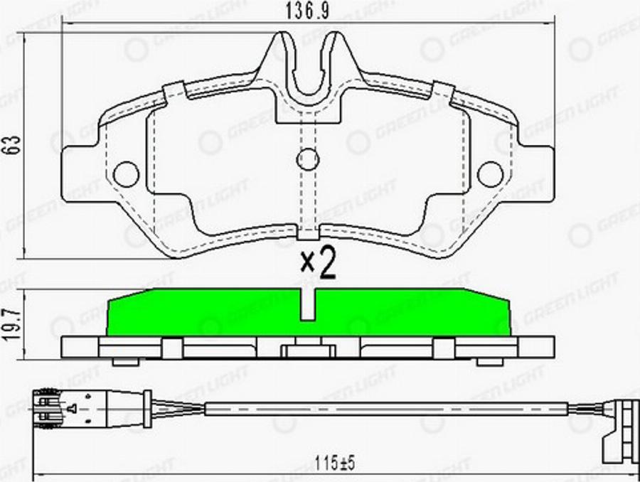 Green Light GLBP0087 - Kit de plaquettes de frein, frein à disque cwaw.fr