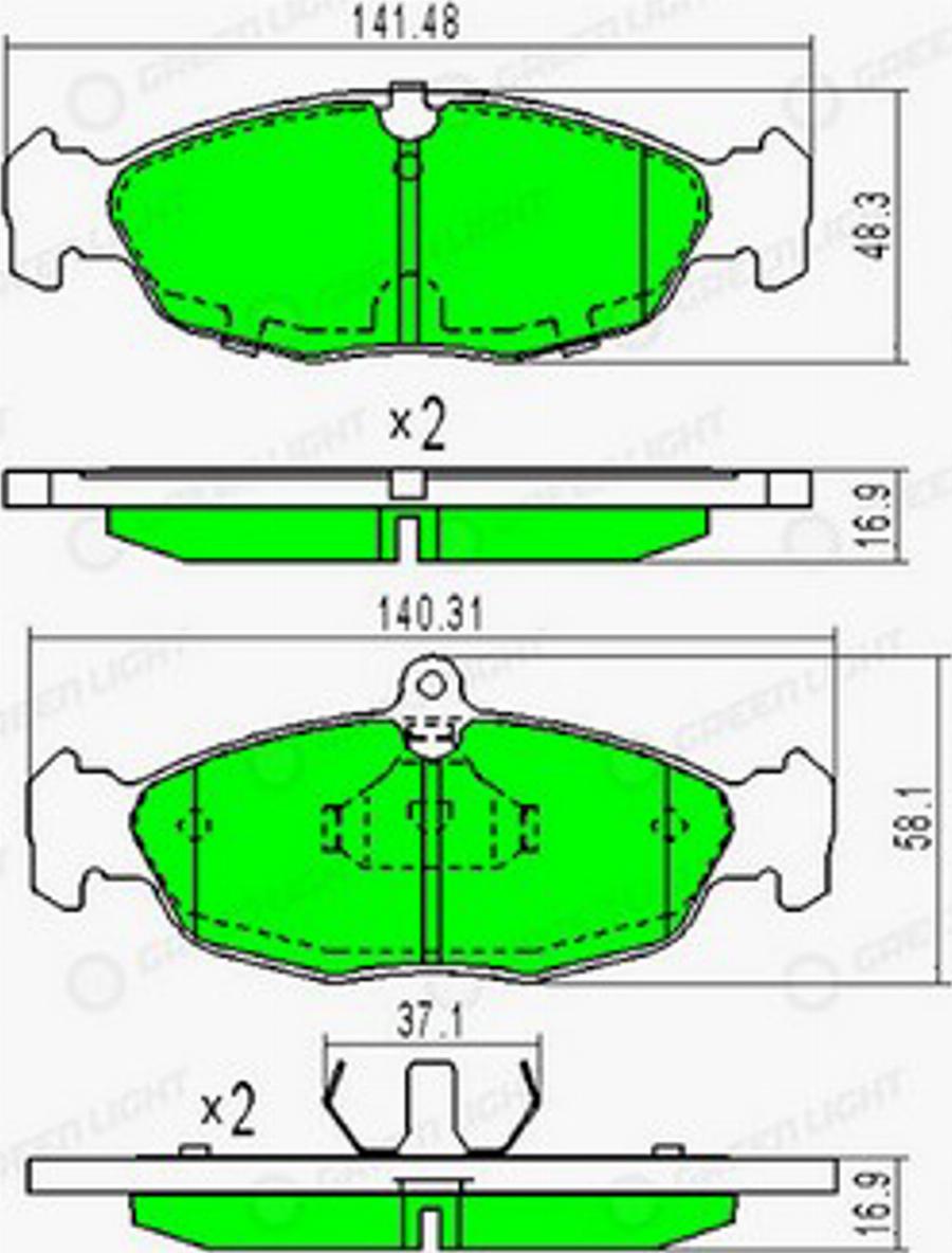 Green Light GLBP0030 - Kit de plaquettes de frein, frein à disque cwaw.fr