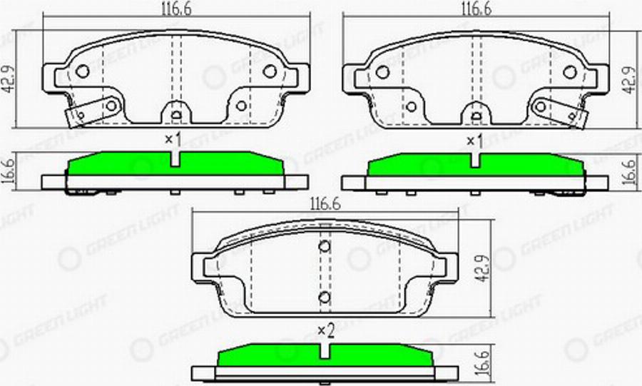 Green Light GLBP0075 - Kit de plaquettes de frein, frein à disque cwaw.fr