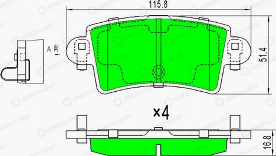 Green Light GLBP0072 - Kit de plaquettes de frein, frein à disque cwaw.fr