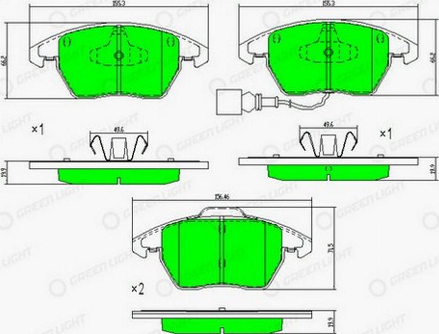 Green Light GLBP0199 - Kit de plaquettes de frein, frein à disque cwaw.fr