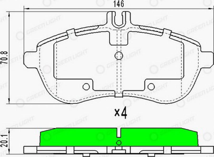 Green Light GLBP0149 - Kit de plaquettes de frein, frein à disque cwaw.fr