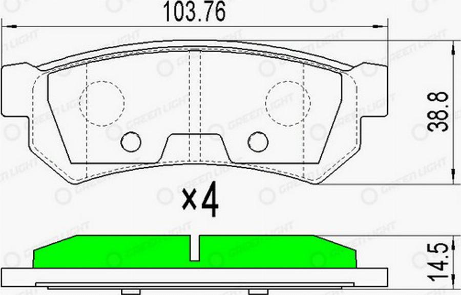 Green Light GLBP0164 - Kit de plaquettes de frein, frein à disque cwaw.fr