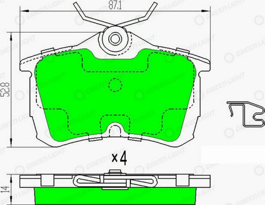 Green Light GLBP0166 - Kit de plaquettes de frein, frein à disque cwaw.fr