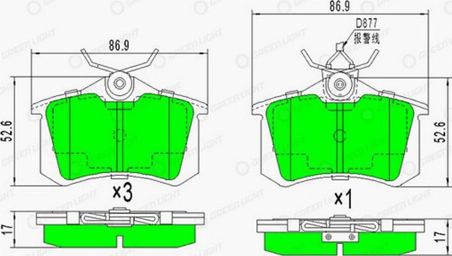 Green Light GLBP0119 - Kit de plaquettes de frein, frein à disque cwaw.fr