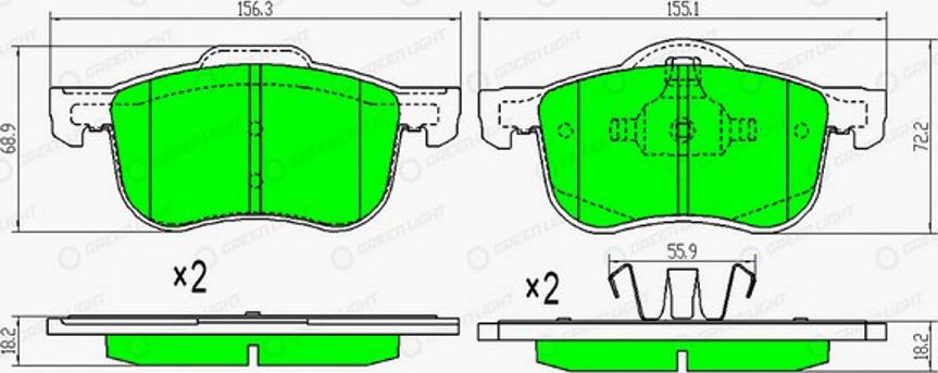 Green Light GLBP0110 - Kit de plaquettes de frein, frein à disque cwaw.fr