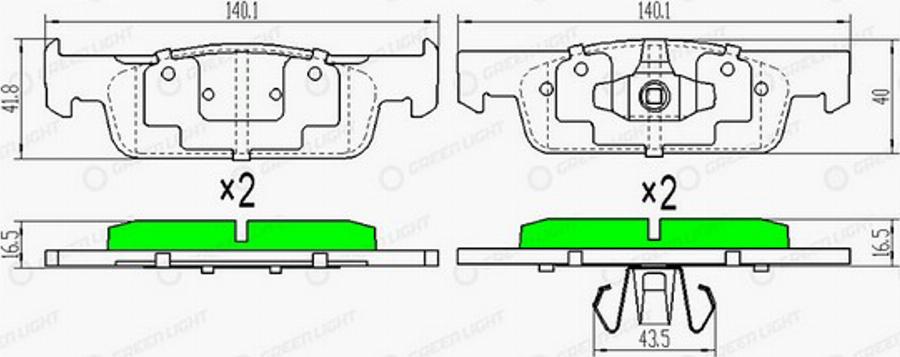 Green Light GLBP0118 - Kit de plaquettes de frein, frein à disque cwaw.fr