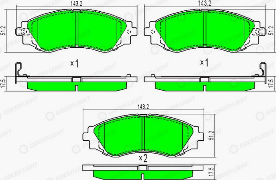 Green Light GLBP0186 - Kit de plaquettes de frein, frein à disque cwaw.fr