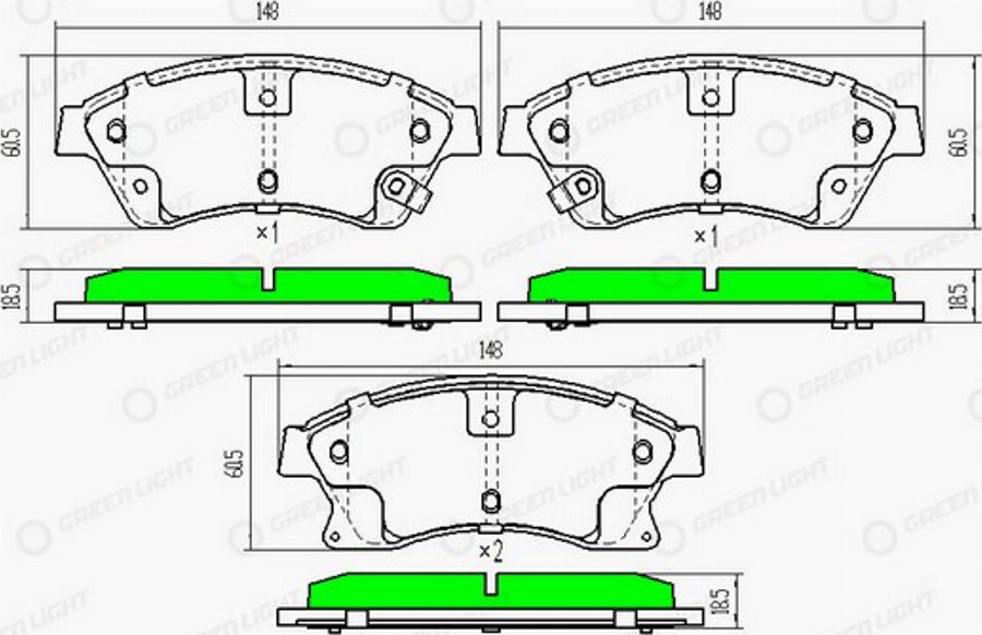 Green Light GLBP0132 - Kit de plaquettes de frein, frein à disque cwaw.fr