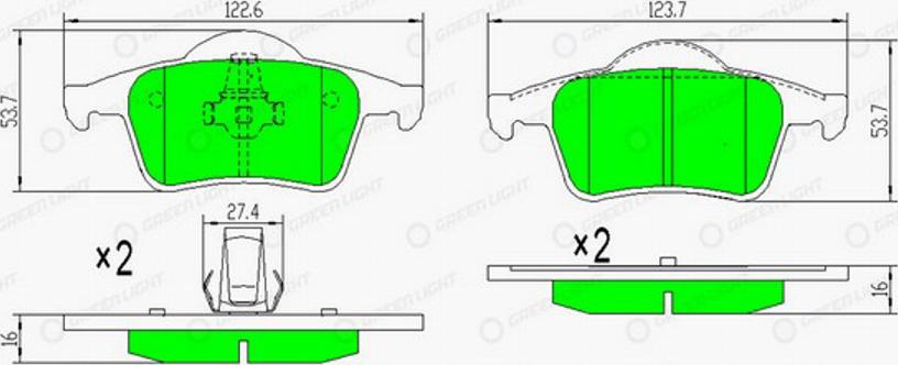 Green Light GLBP0125 - Kit de plaquettes de frein, frein à disque cwaw.fr