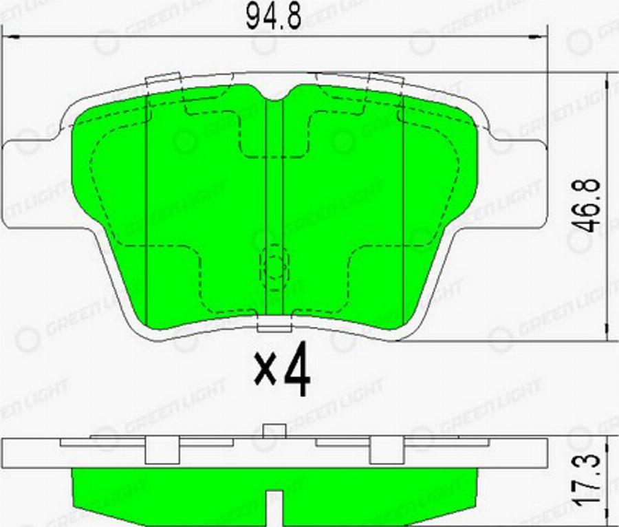 Green Light GLBP0128 - Kit de plaquettes de frein, frein à disque cwaw.fr