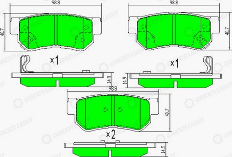 Green Light GLBP0127 - Kit de plaquettes de frein, frein à disque cwaw.fr