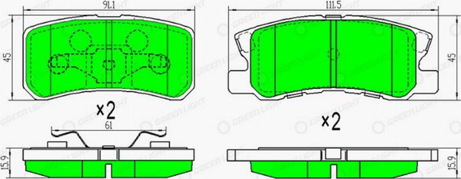 Green Light GLBP0171 - Kit de plaquettes de frein, frein à disque cwaw.fr